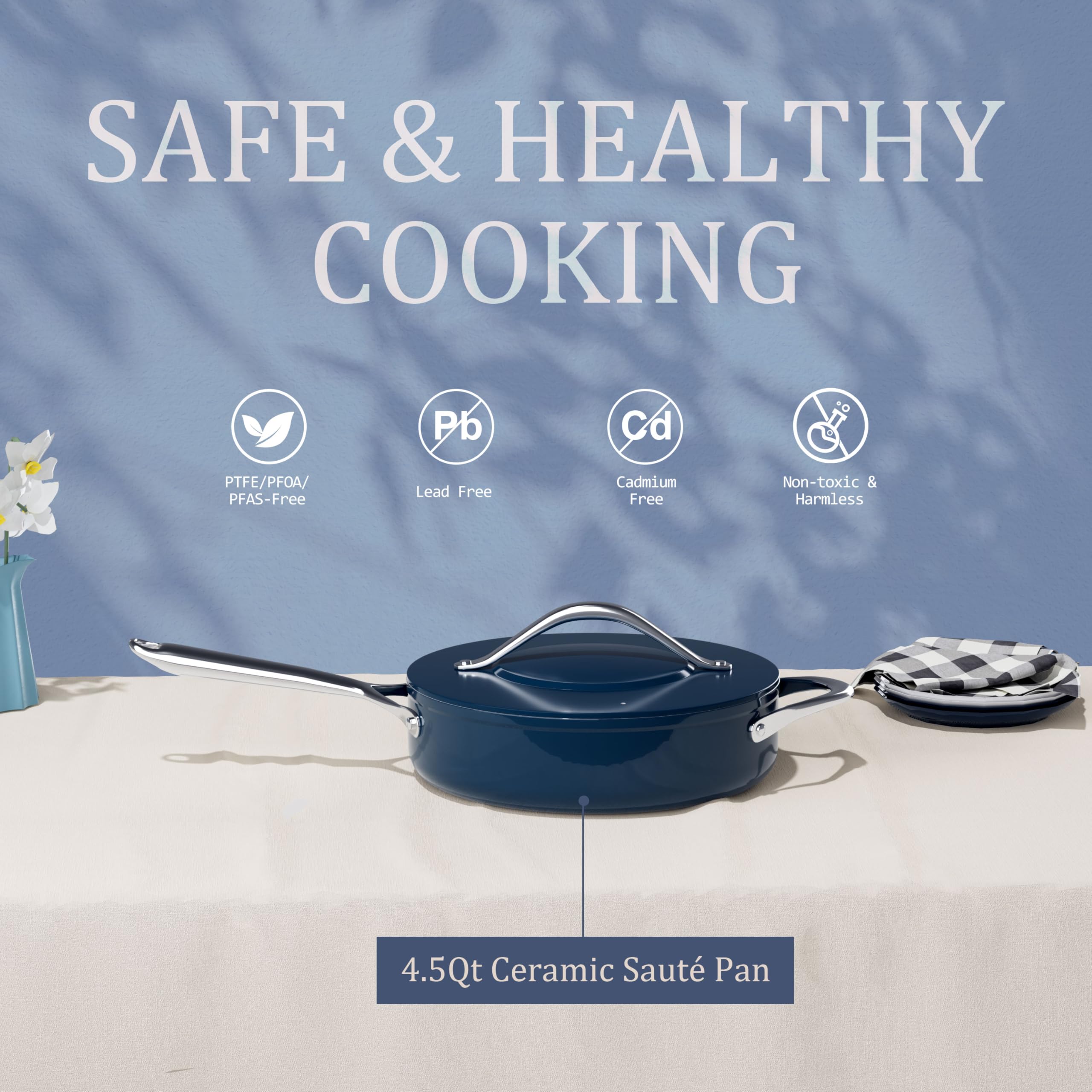 CookinCraze sartén cerámica antiadherente 11 pulgadas para cocina saludable sin pegar