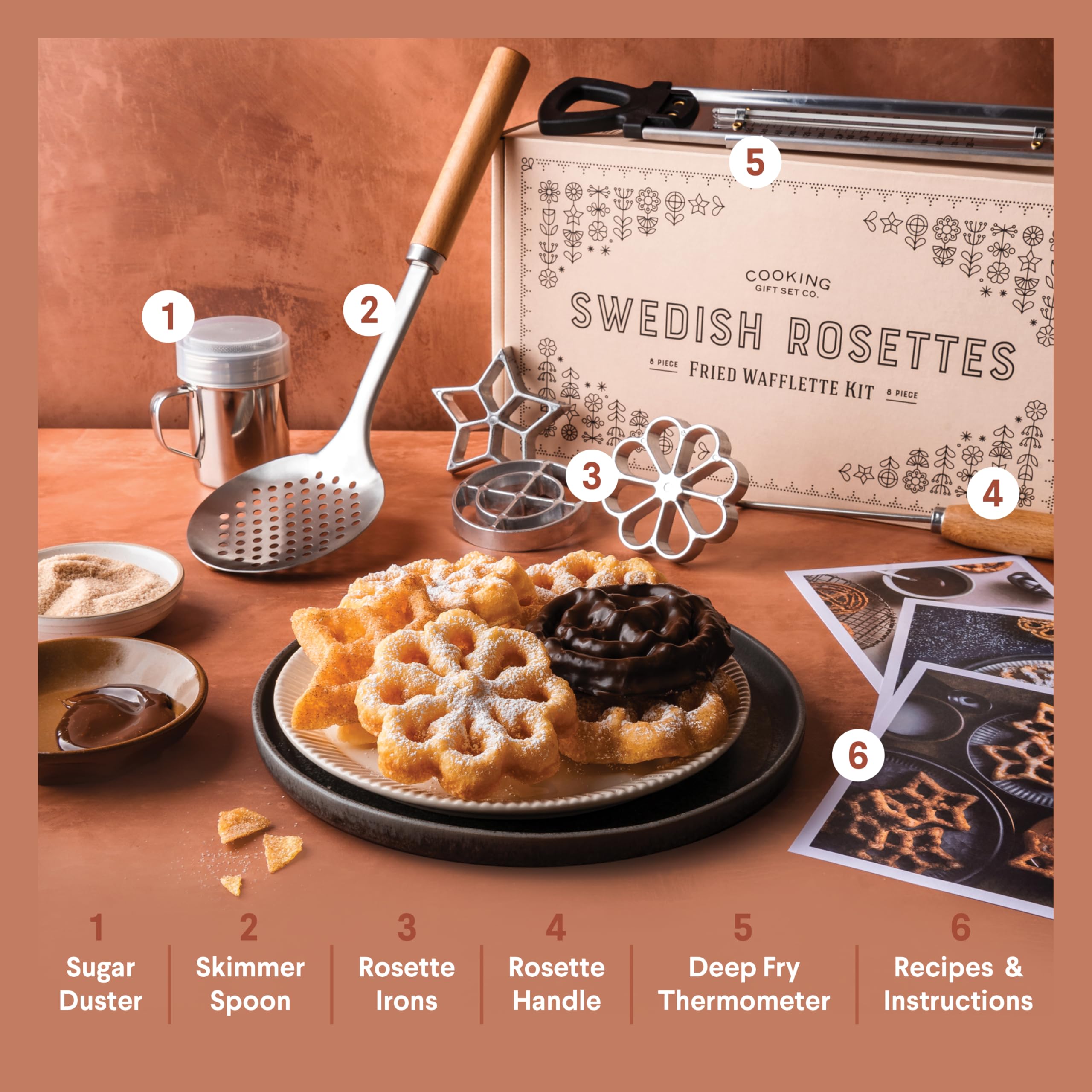 Cooking Gift Set molde-rosseta-hierro para dulces y postres