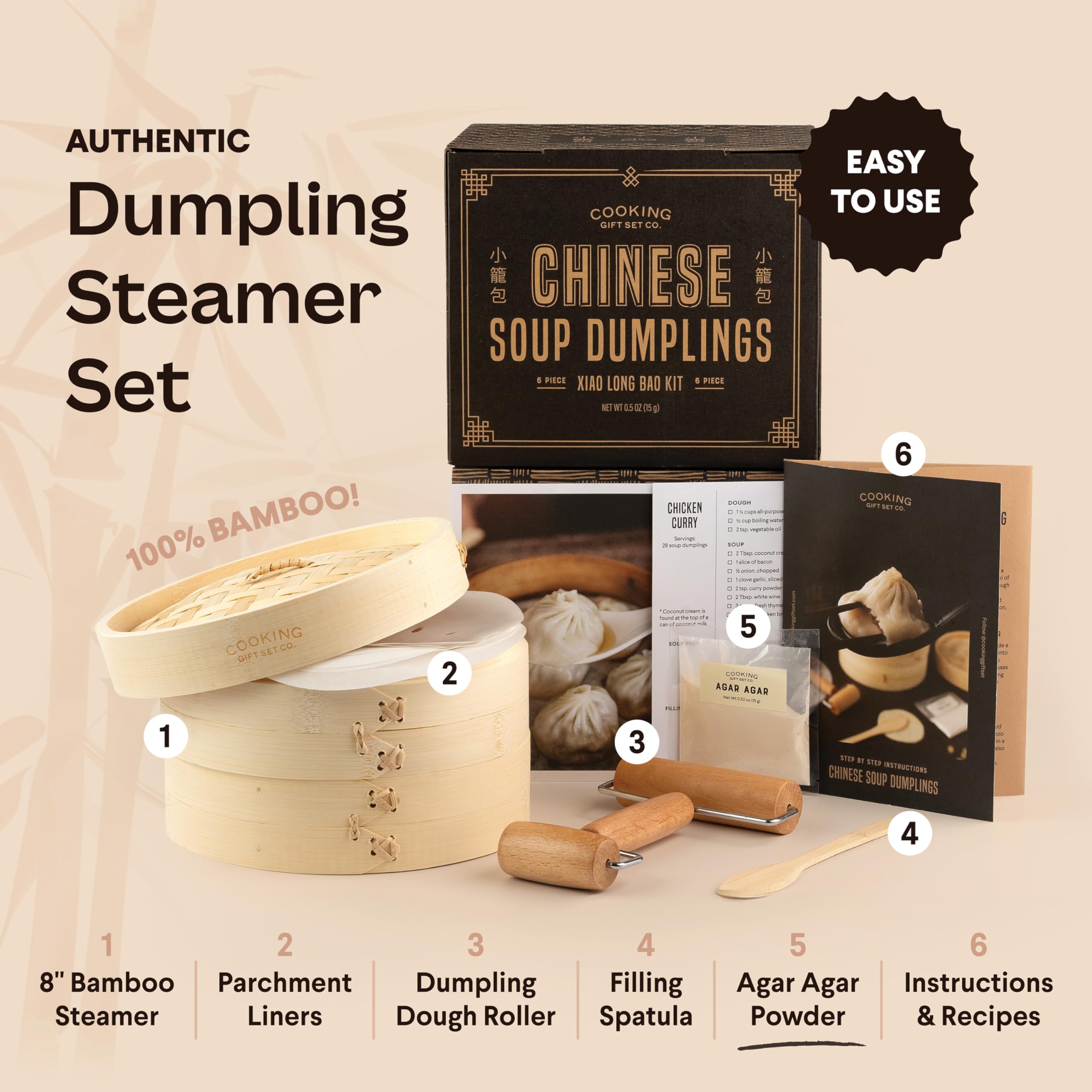 Rellenos de sopa con agar-agar de Cooking Gift Set para sabor intenso.