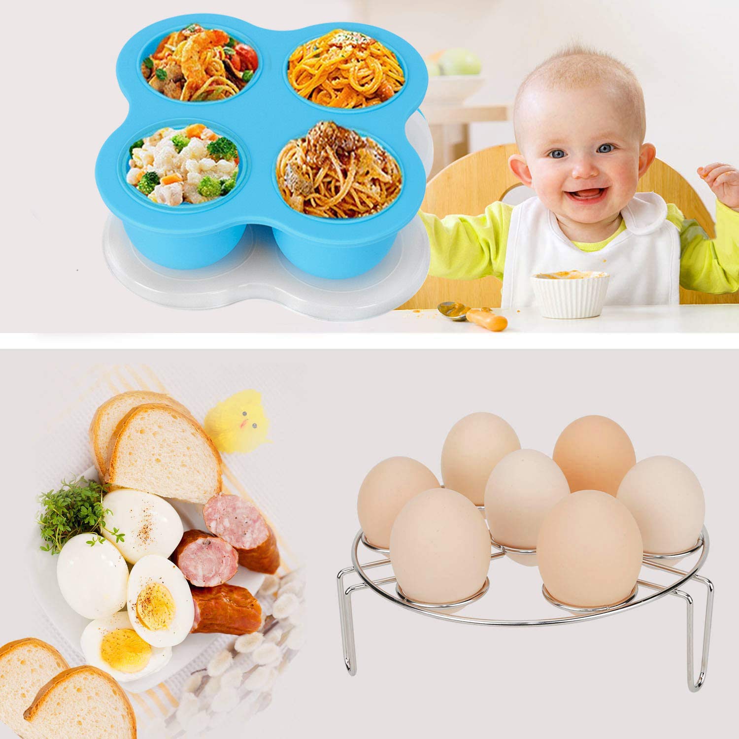 Cookingfunfun rejilla para huevos al vapor, desayunos rápidos y prácticos.