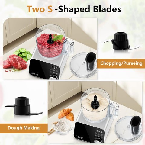 COOKLEE procesador de alimentos, disco reversible para rebanar o rallar.