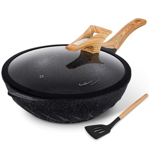 COOKLOVER wok 12,6 pulgadas exterior negro para saltear con poco aceite
