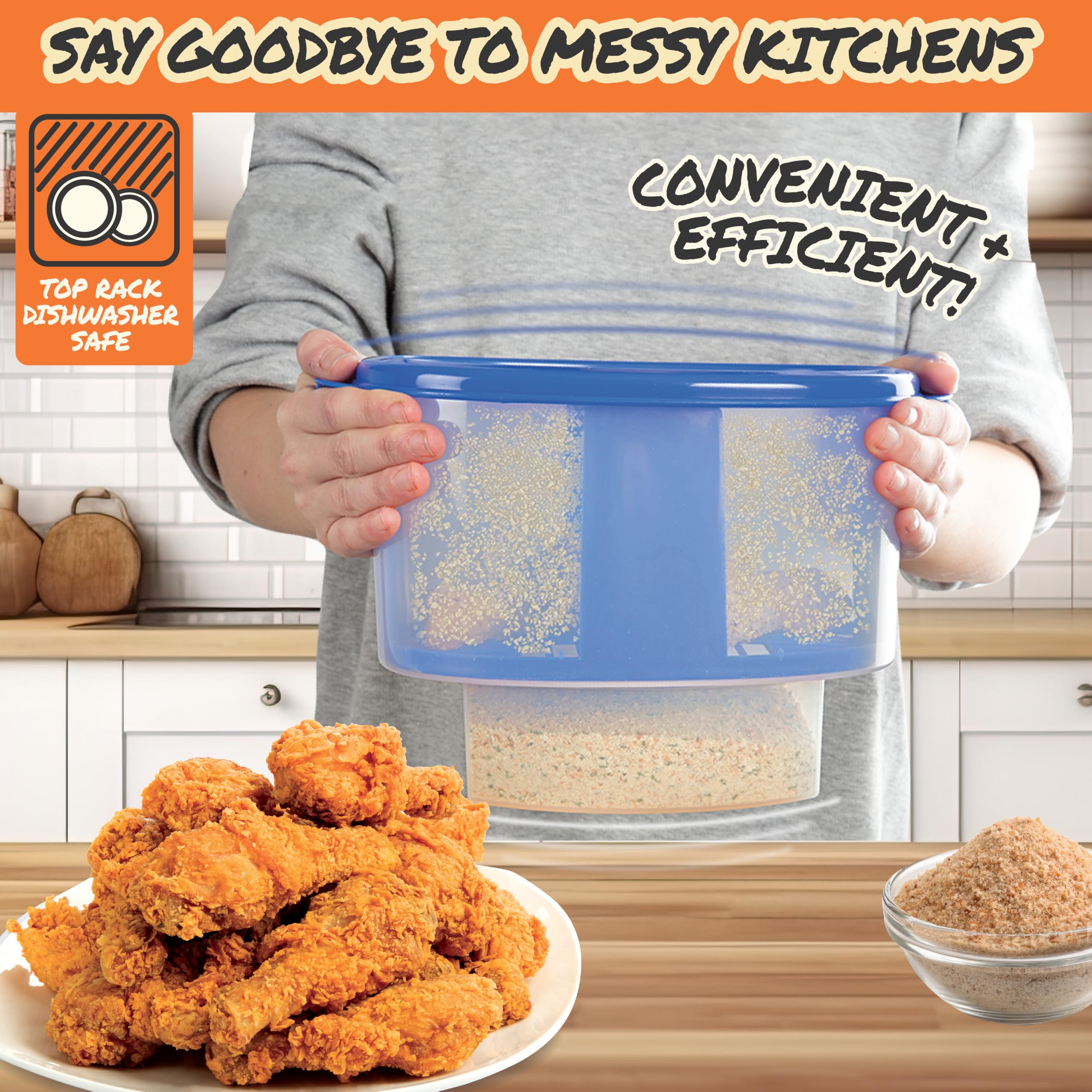 COOK'S CHOICE Breader Bowl rebozado: capas uniformes con menos desorden