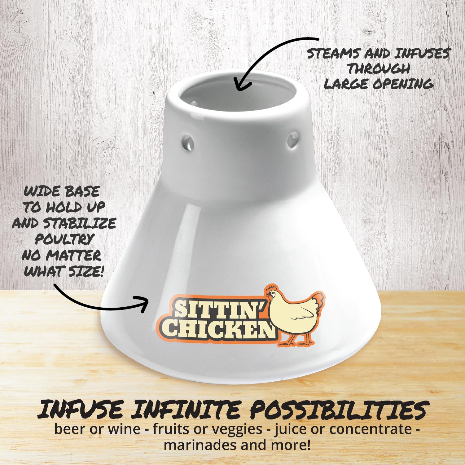COOK'S CHOICE Sittin' Chicken: uso en horno para pollo tierno y dorado