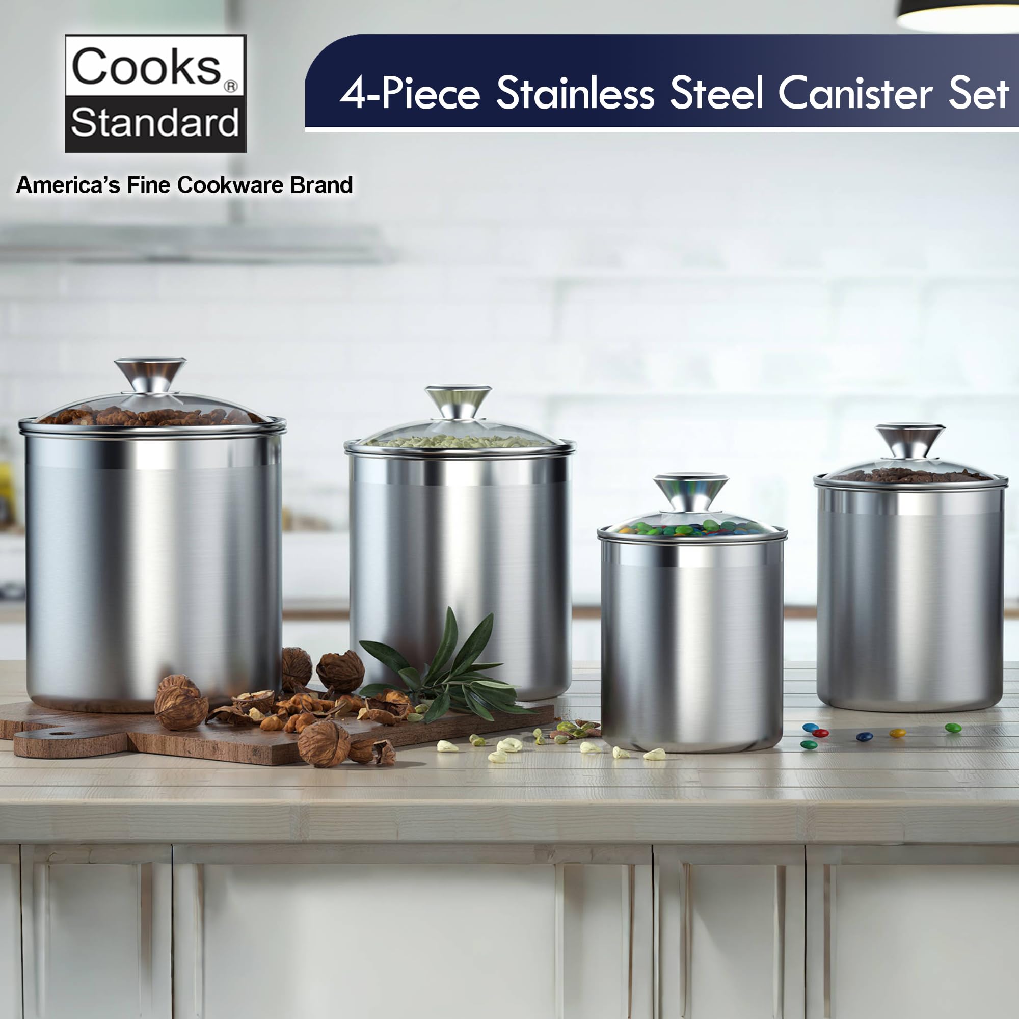 Despensa ordenada con frascos Cooks Standard aptos para lavavajillas.