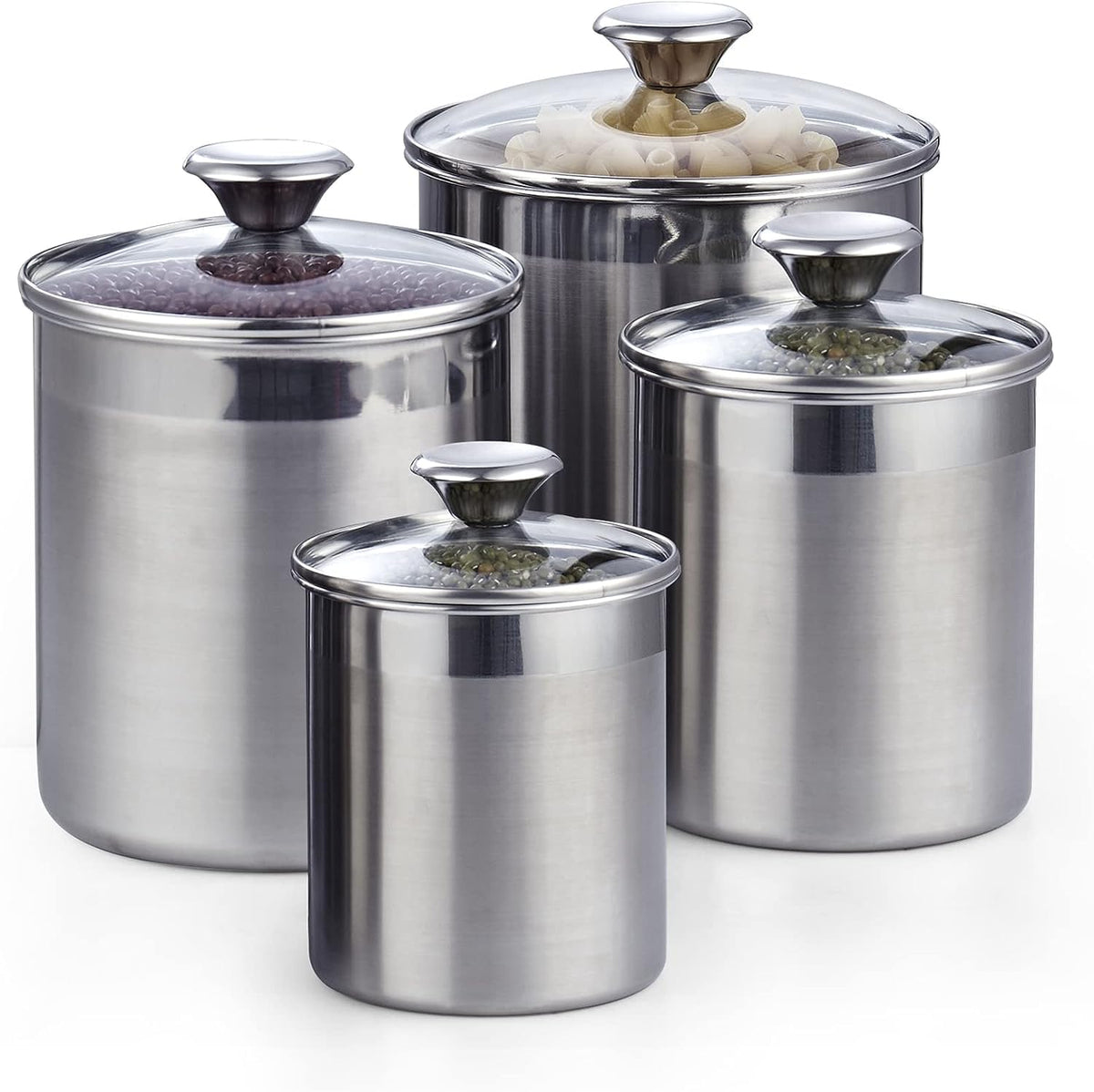 Conjunto Cooks Standard de frascos de acero inoxidable de 4 piezas para despensa.