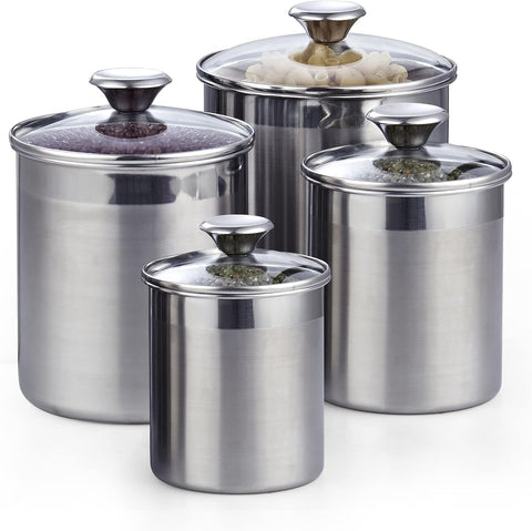 Conjunto Cooks Standard de frascos de acero inoxidable de 4 piezas para despensa.