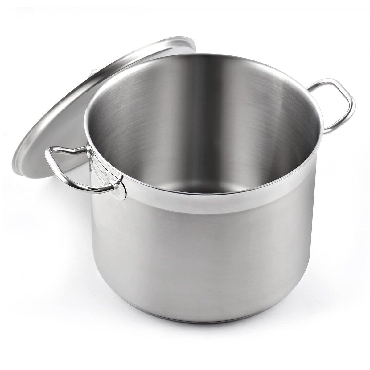 Olla Cooks Standard 24 qt con tapa, acero inoxidable, sello estable para conservar sabor y temperatura.