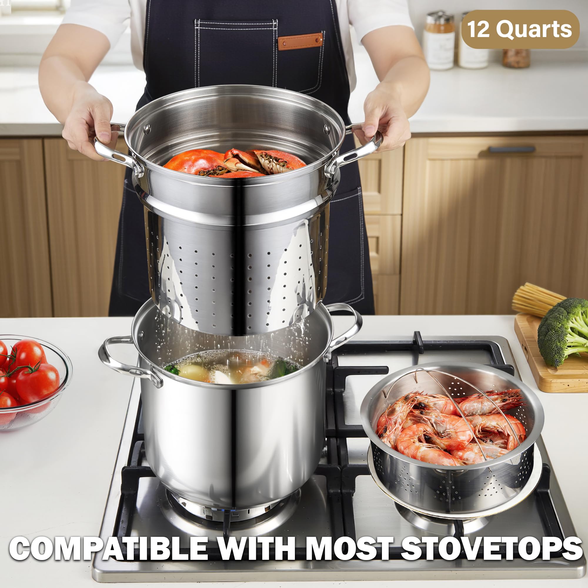 Inserto vaporera Cooks Standard para cocinar verduras y mariscos al vapor.