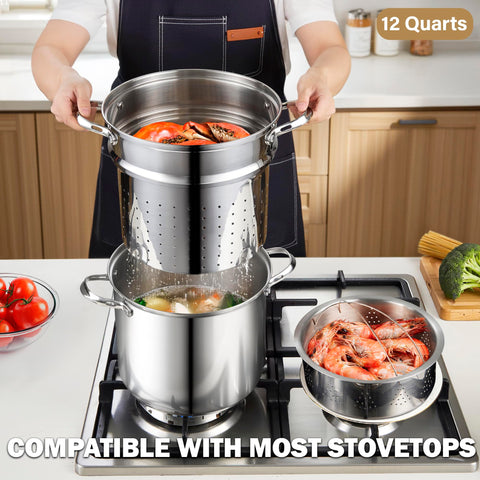 Inserto vaporera Cooks Standard para cocinar verduras y mariscos al vapor.