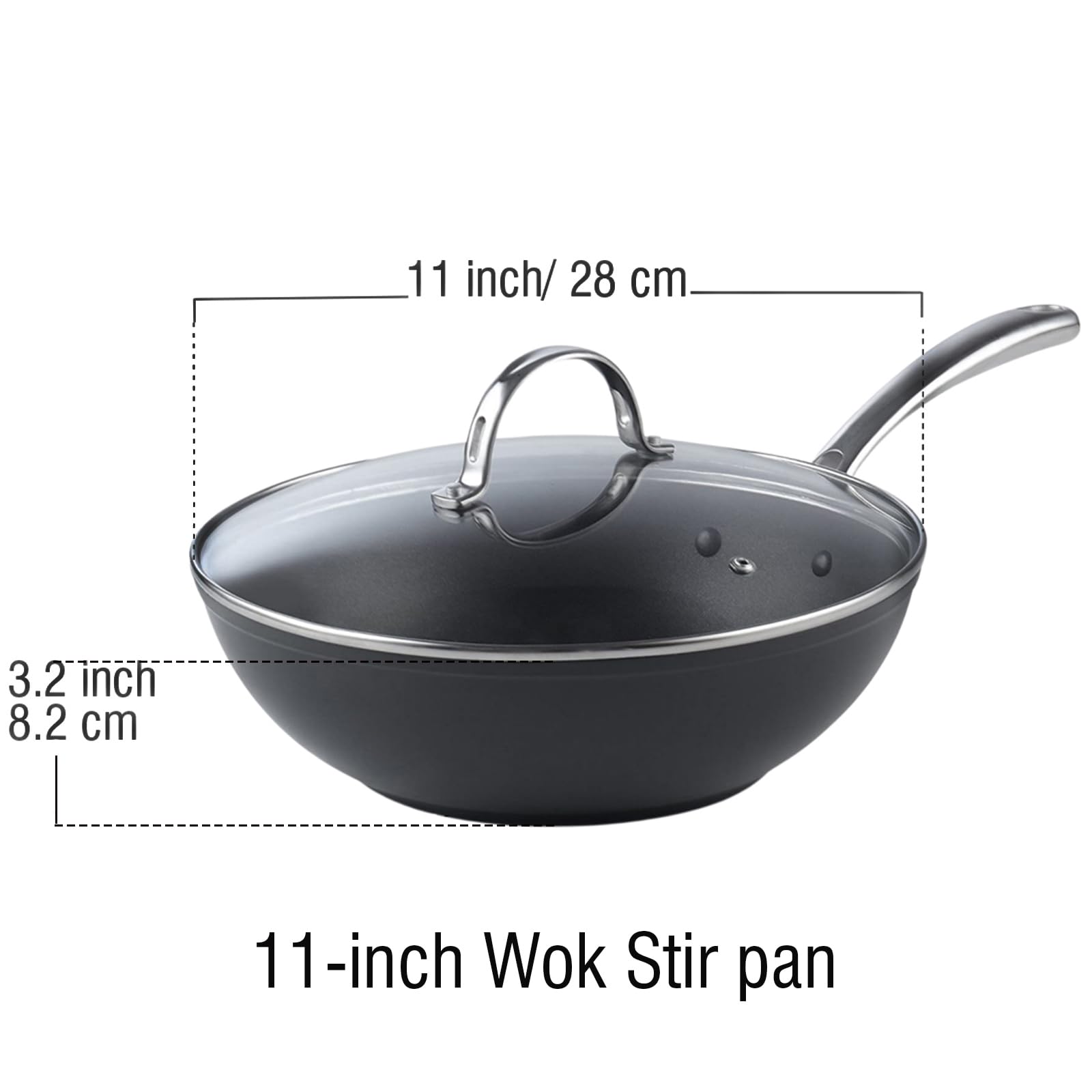 Cooks Standard Wok de 11 pulgadas, interior antiadherente facilita salteos y limpieza