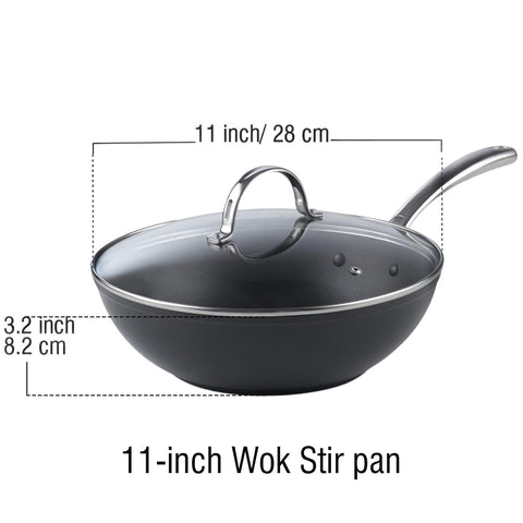 Cooks Standard Wok de 11 pulgadas, interior antiadherente facilita salteos y limpieza