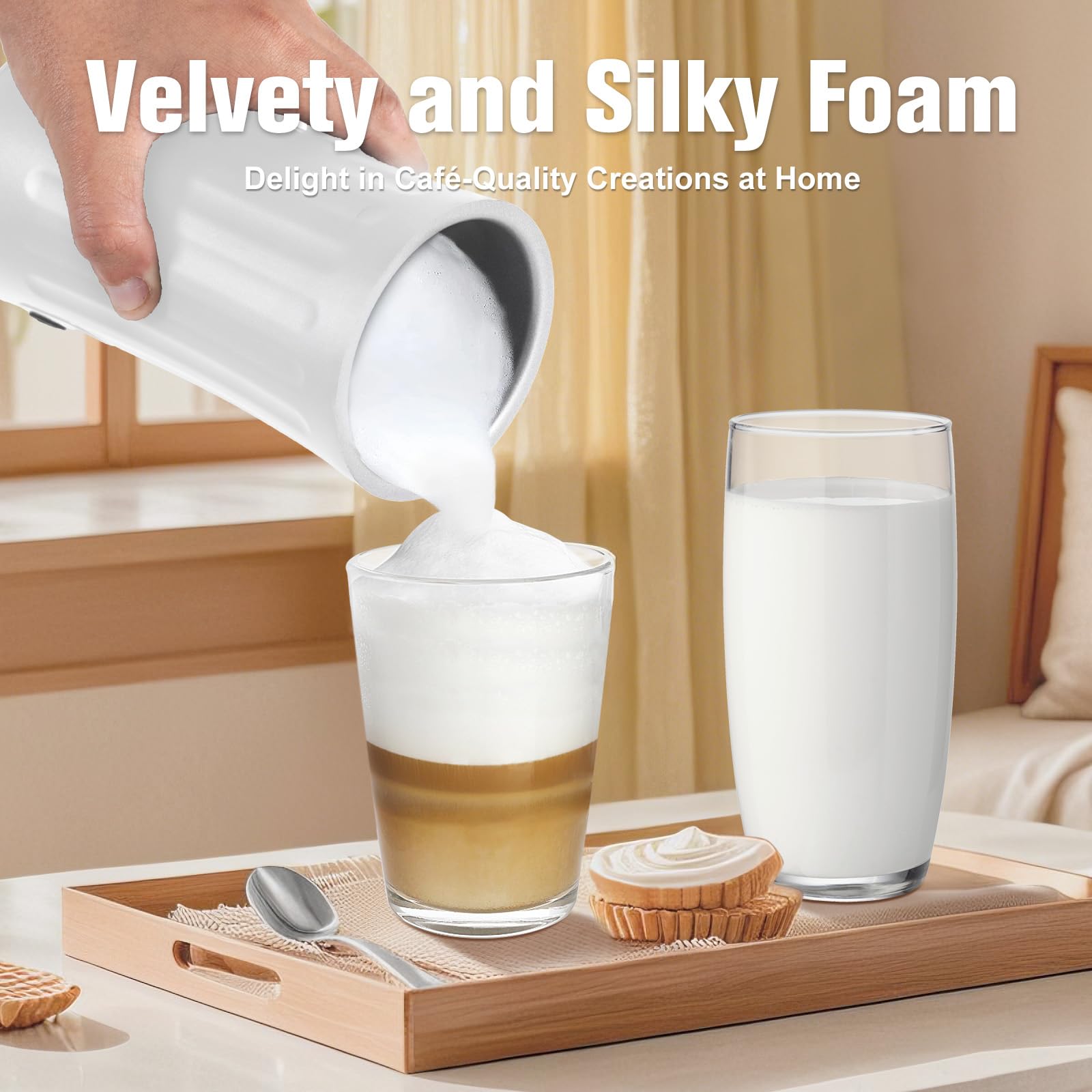 CookSwift espuma leche densa y estable para cappuccinos.