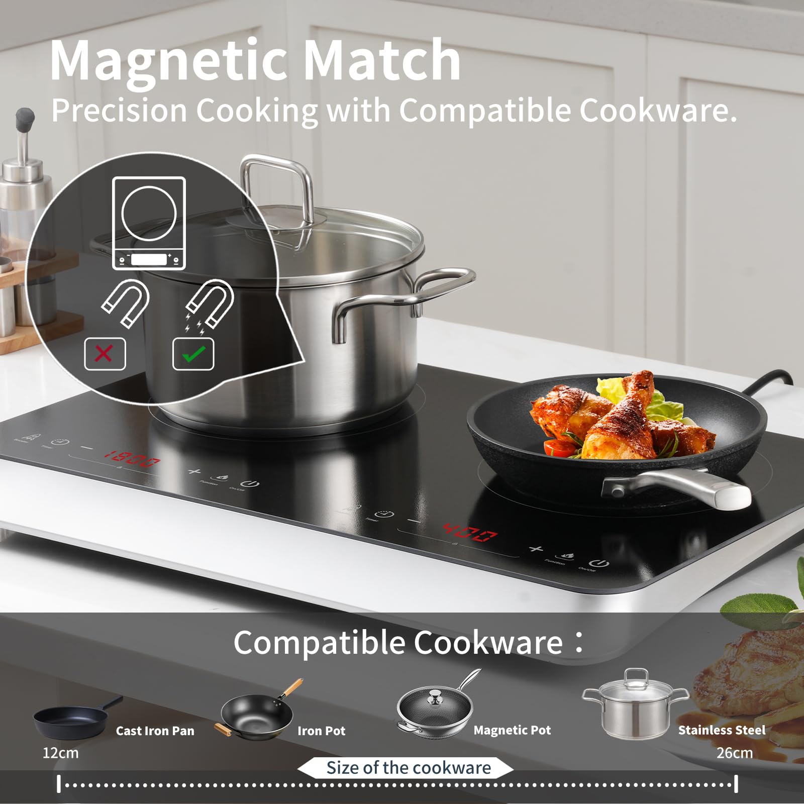 COOKTRON ajuste de temperatura y potencia para recetas versátiles.
