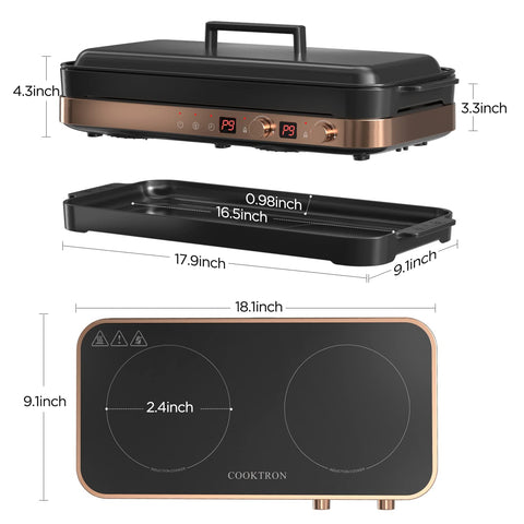 COOKTRON diseño compacto rosa-dorado ideal para cocinas pequeñas.