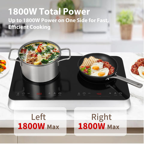 COOKTRON placa de inducción doble con función de impulso para calentamiento rápido.