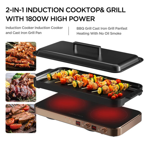 COOKTRON plancha de hierro fundido sin humo ideal para asar.