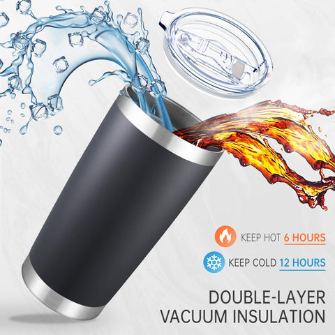 Vaso de acero inoxidable Cool Yoleb con doble pared mantiene la temperatura.