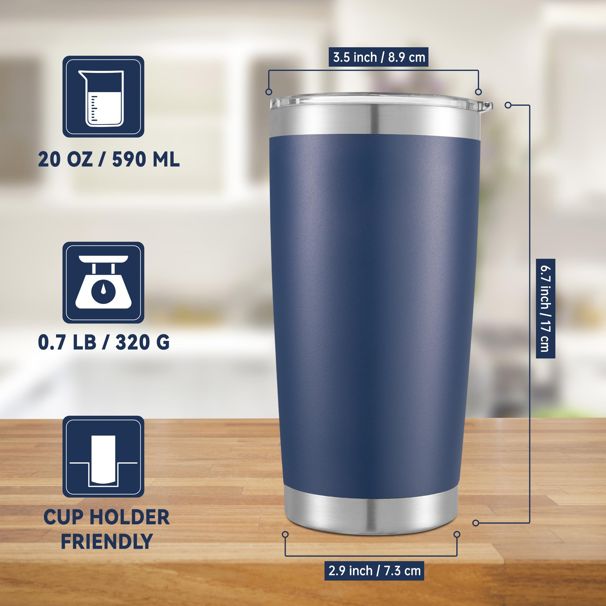 Aislamiento al vacío del vaso Cool Yoleb 20 oz para bebidas largas.