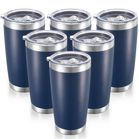 Vaso termico Cool Yoleb 20 oz con tapa navy, ideal para bebidas calientes o frías.