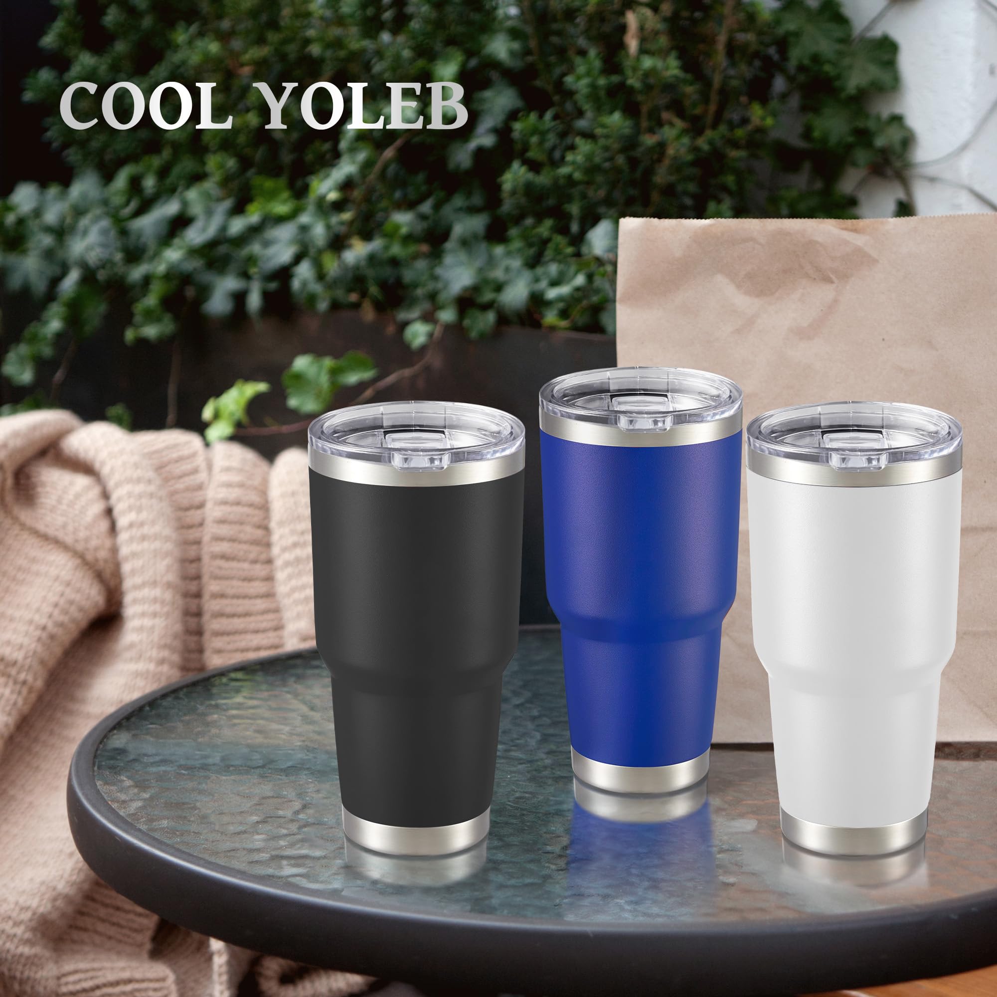 Cool Yoleb vaso de 30oz cabe en portavasos del coche para viajar cómodo.