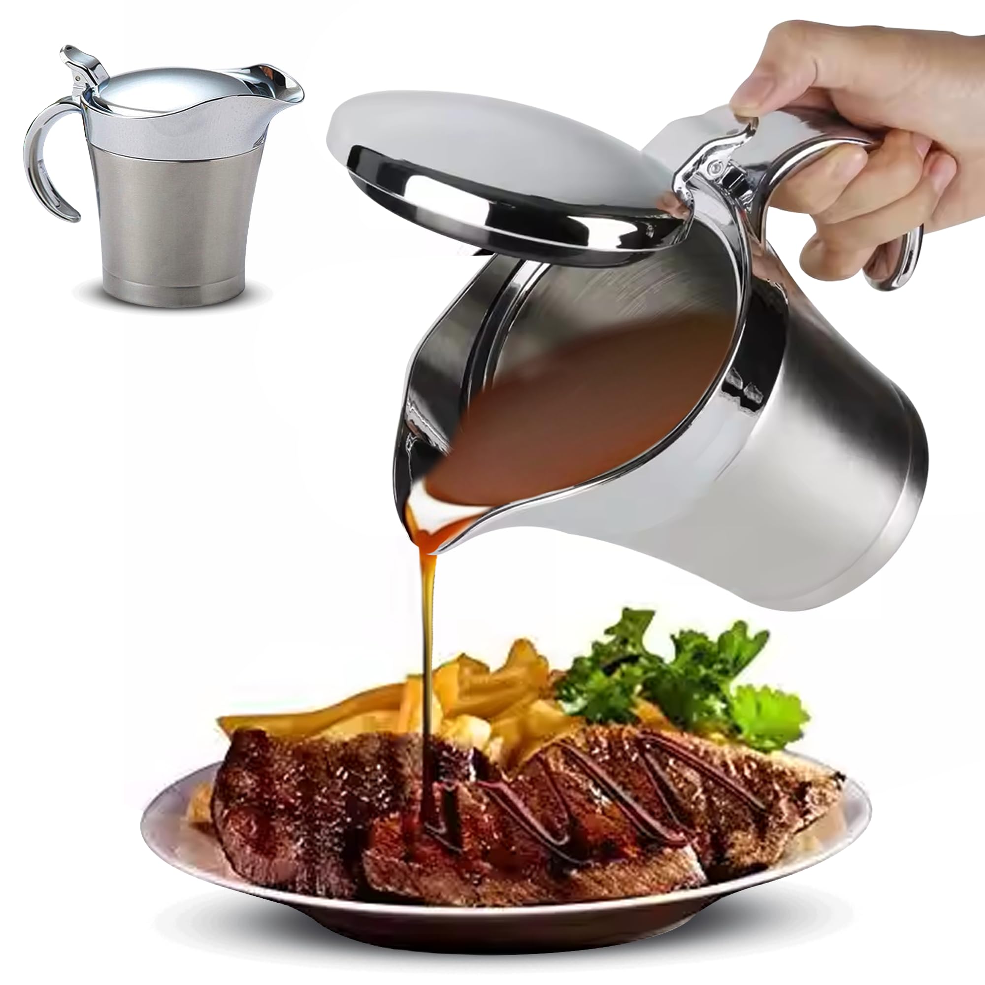 Coolab servidor de salsa 450 ml con tapa de acero mantiene caliente