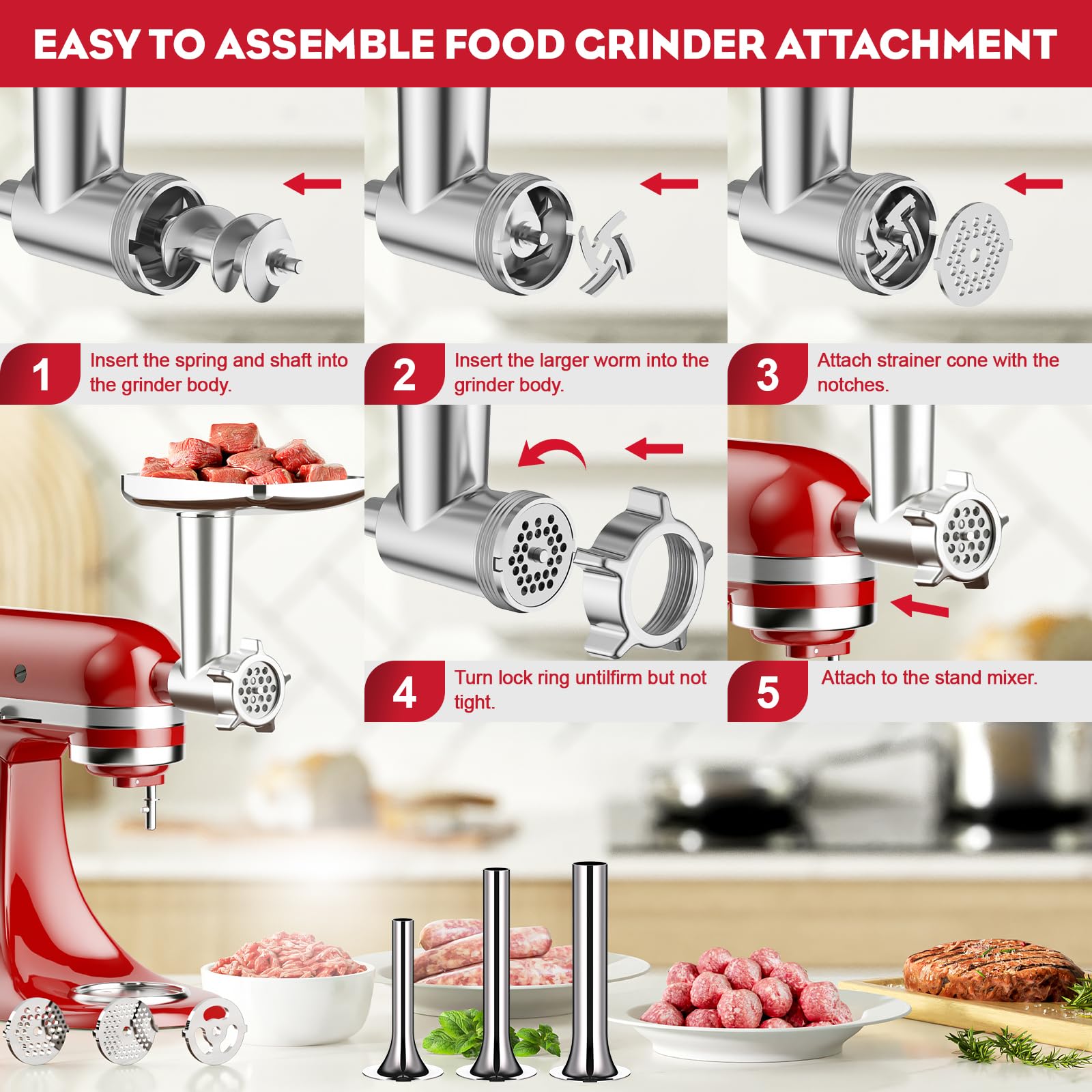 Coolcook empujador de alimento para un avance cómodo durante el molido.