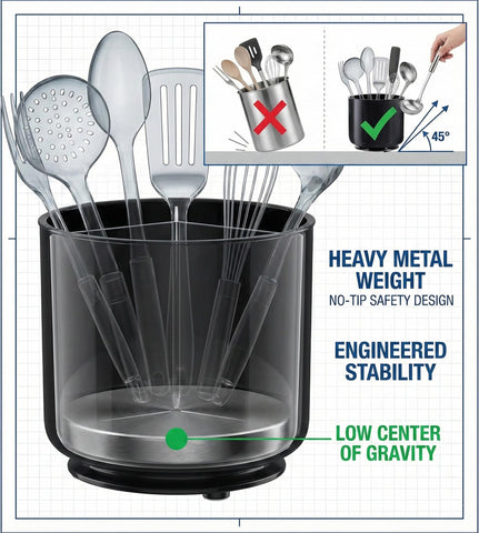 Cooler Kitchen porta-utensilios apto para lavavajillas, limpieza rápida.