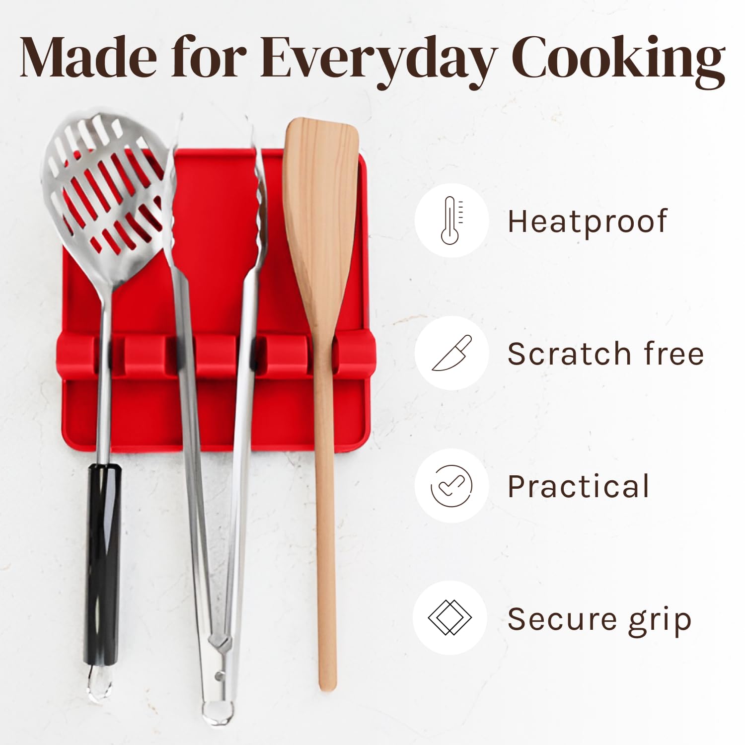 Porta utensilios Cooler Kitchen en silicona roja, práctico para mantener espátulas al alcance