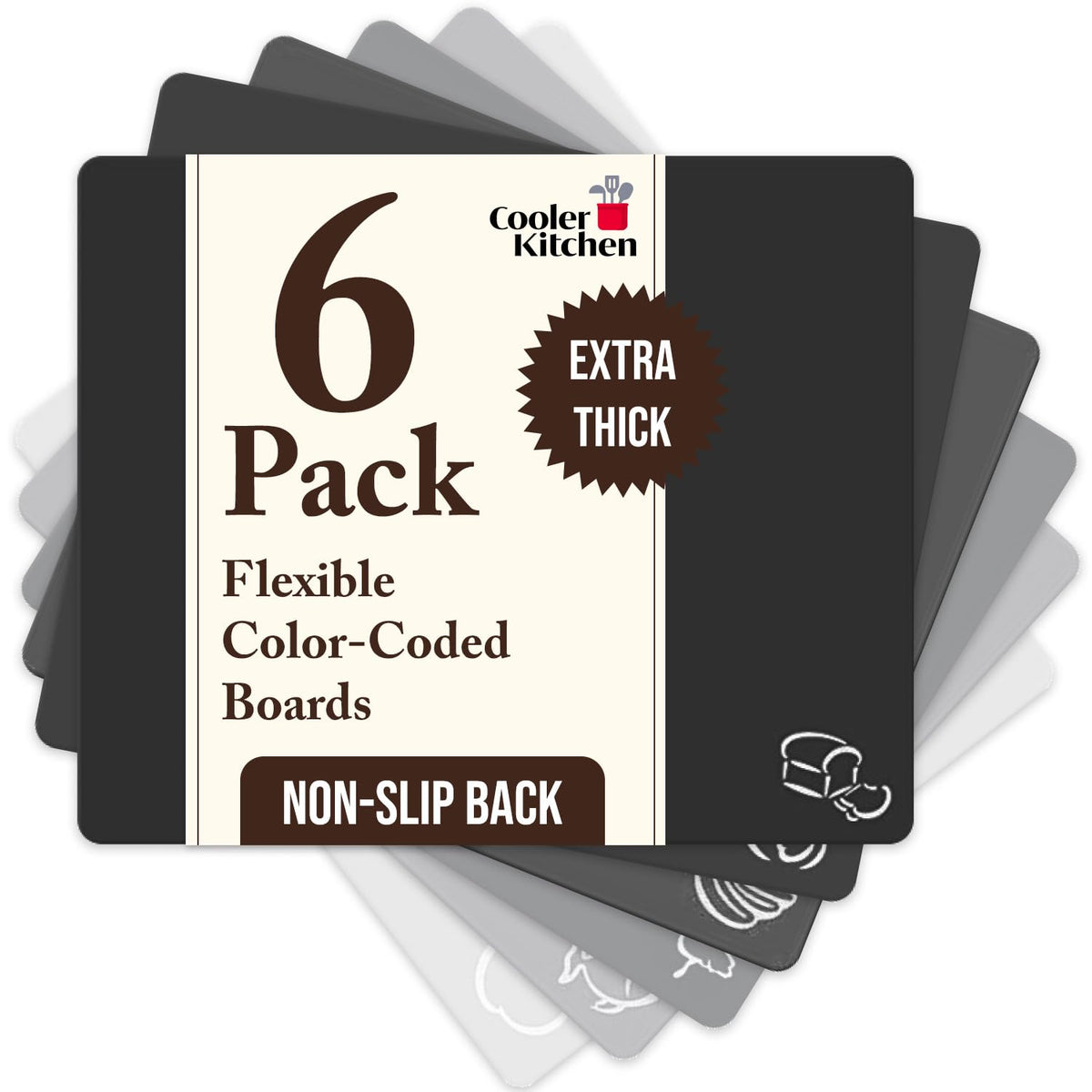 Cooler Kitchen tablas de corte flexibles con iconos de alimentos para clasificar ingredientes
