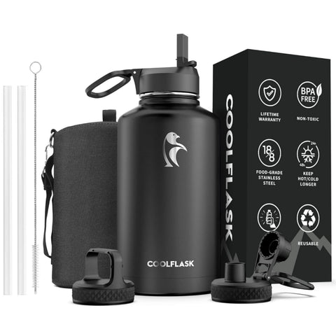 Coolflask 64oz con pajilla para beber cómodo y rápido en movimiento