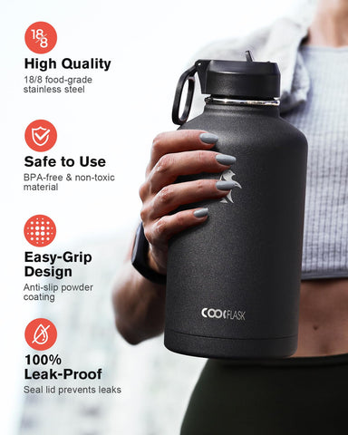 Coolflask 64oz con tapa boquilla para bebidas calientes en movimiento