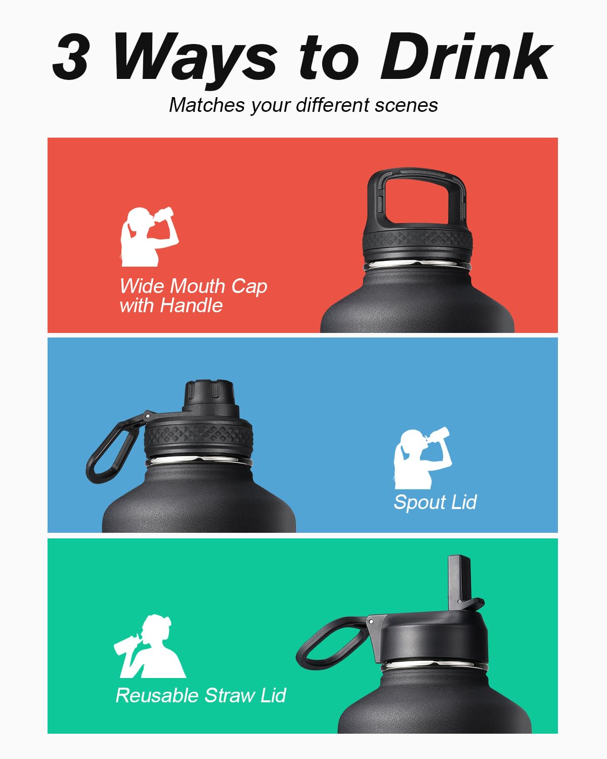 Coolflask 64oz con tapa pajilla para sorber bebidas frías