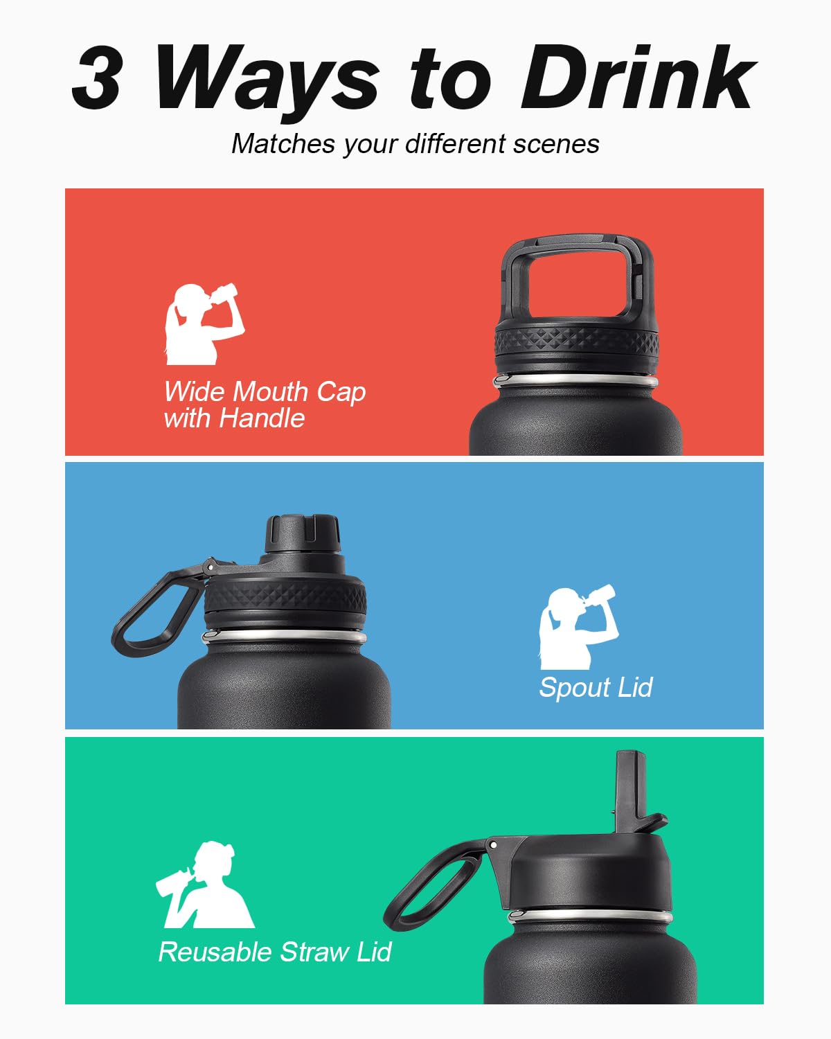 Coolflask botella 40oz con recubrimiento anti-sudor para agarre seco.