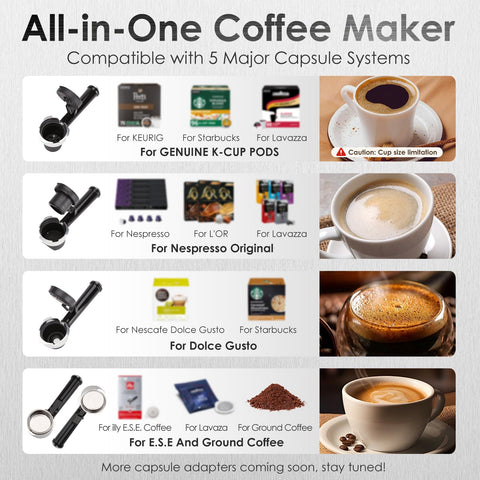CoOptVal compatible con Nespresso y K-Cup para variedad de cápsulas.