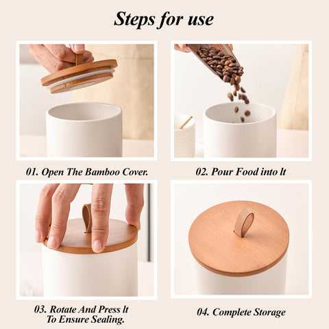 CoorFormer jarras cerámicas en estante de madera para organización elegante.