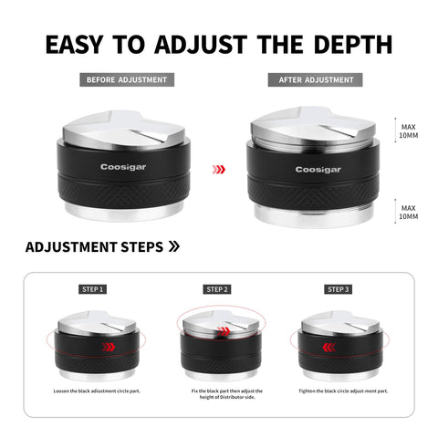Coosigar distribuidor-tamper-54mm mango de aluminio ergonómico para agarre cómodo.