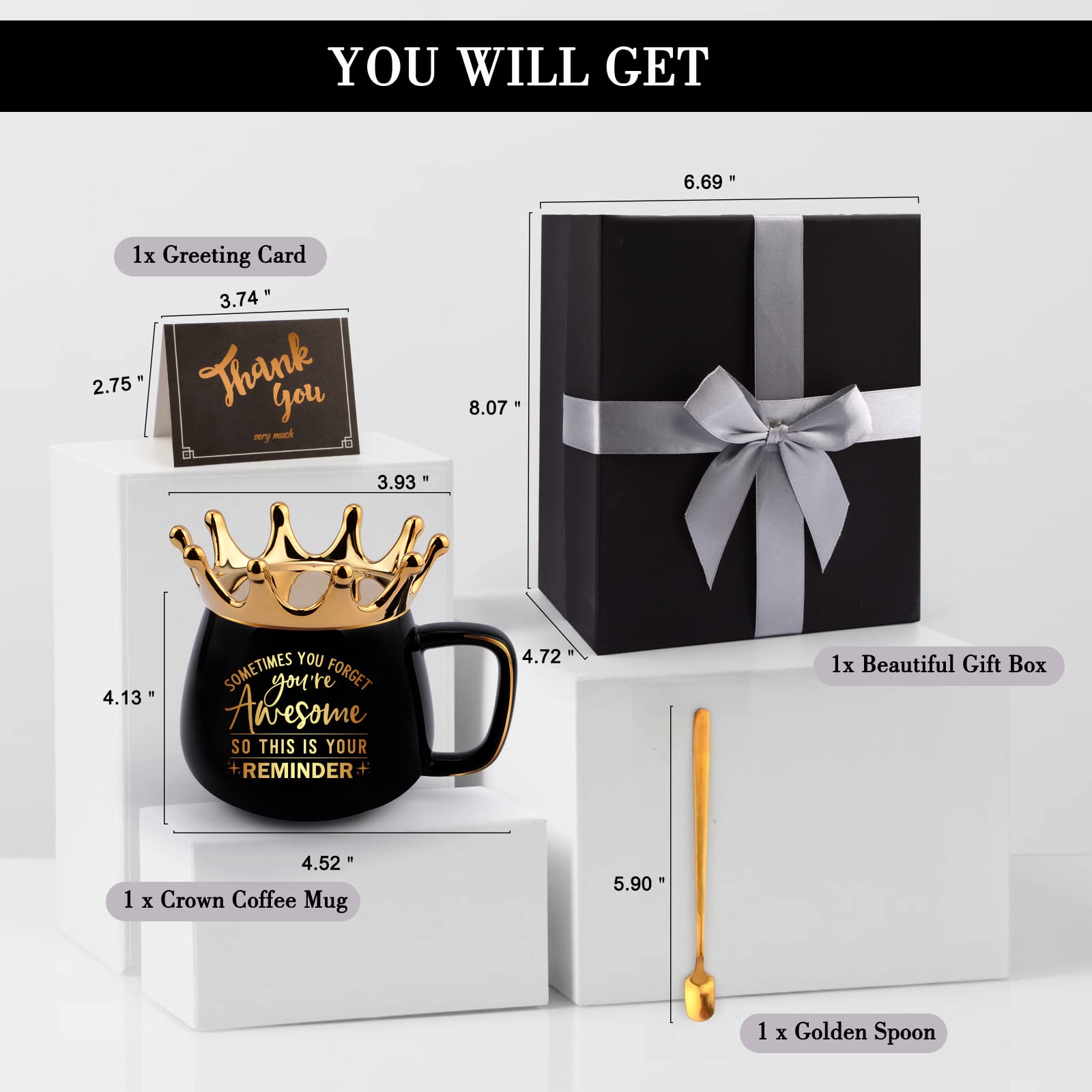 Taza Coosilion con tapa corona oro, ideal para mantener la bebida