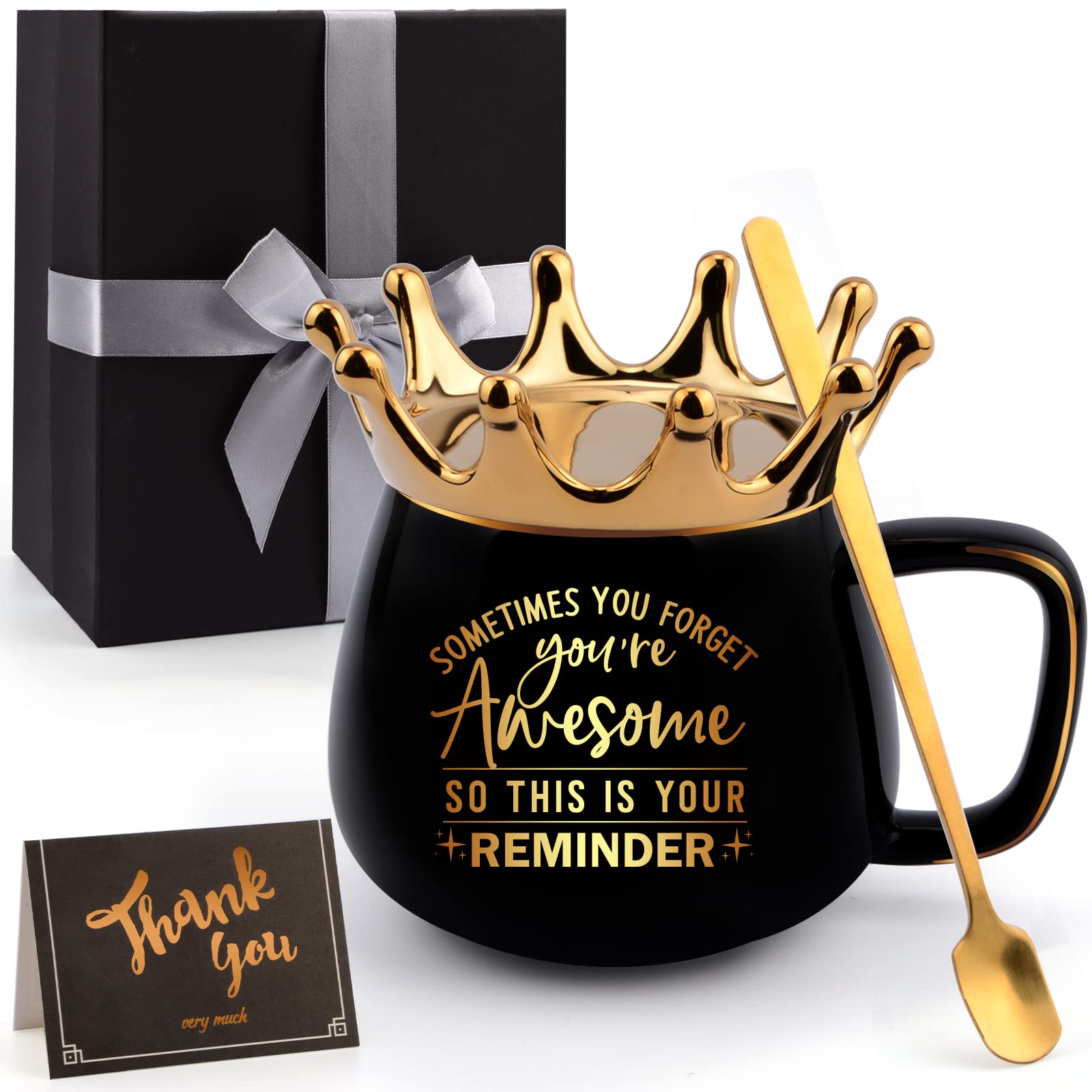 Taza Coosilion con corona negra para café diario y regalo especial