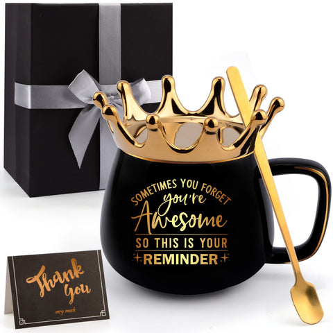 Taza Coosilion con corona negra para café diario y regalo especial