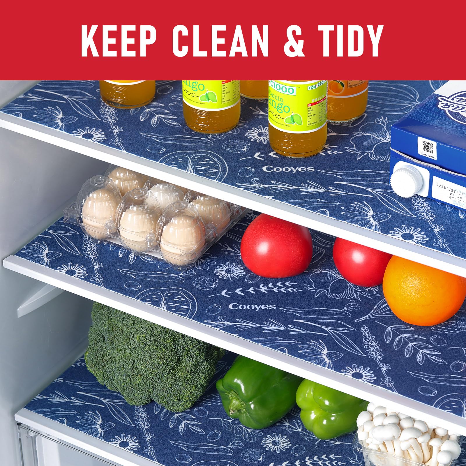 Cooyes absorbe humedad en estantes de refrigerador para mantener productos frescos.