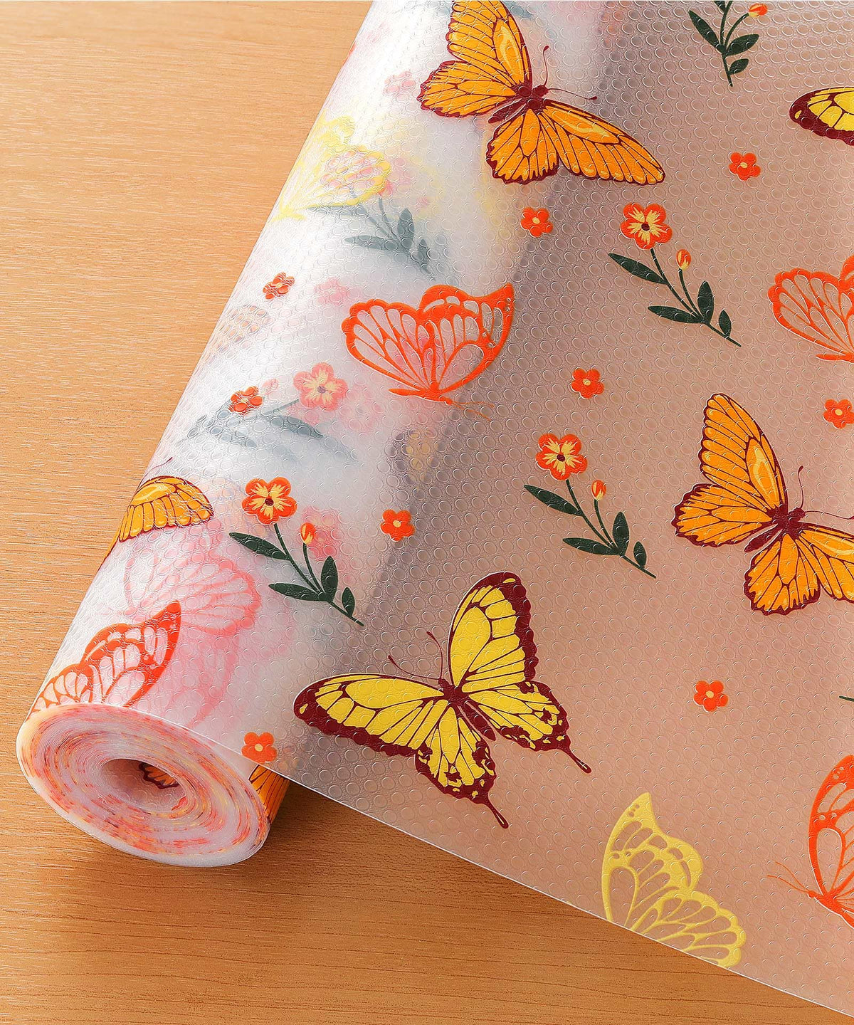 Cooyes forro-estante no adhesivo con mariposas coloridas para proteger superficies y organiza.