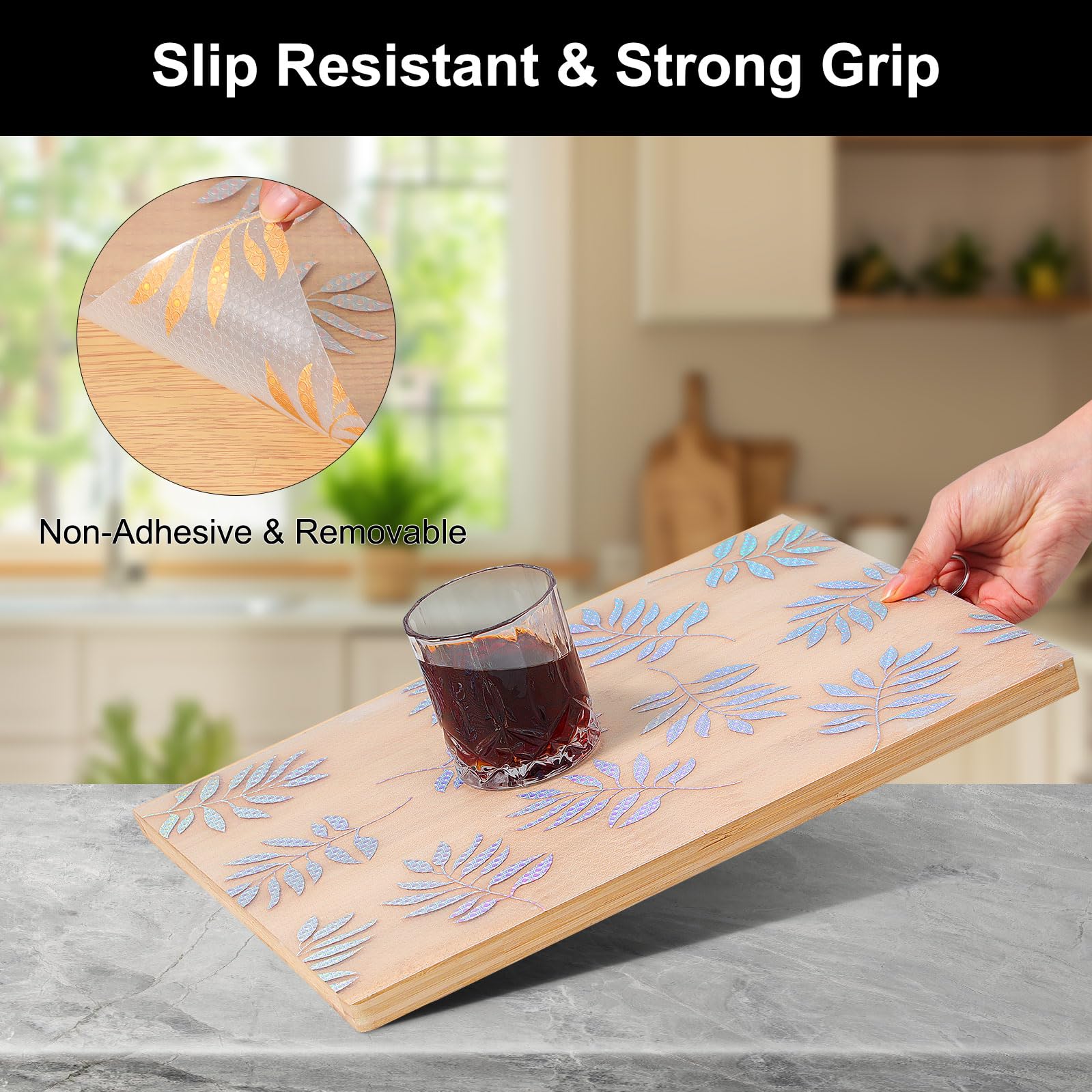 Cooyes Shelf Liner sin adhesivo, práctico para organizar cajones sin residuos.