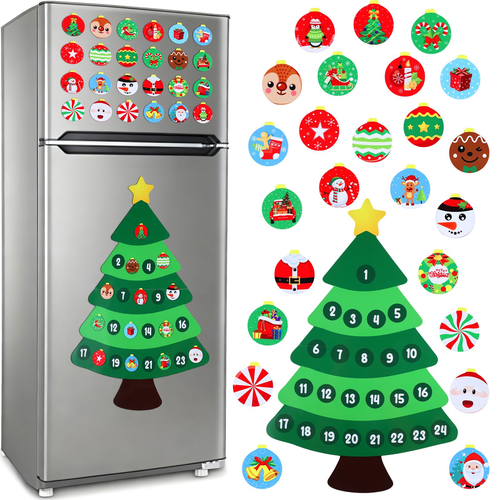 Copkim arbol navidad imán frigorifico 52x45 cm, decoración festiva duradera para la cocina.