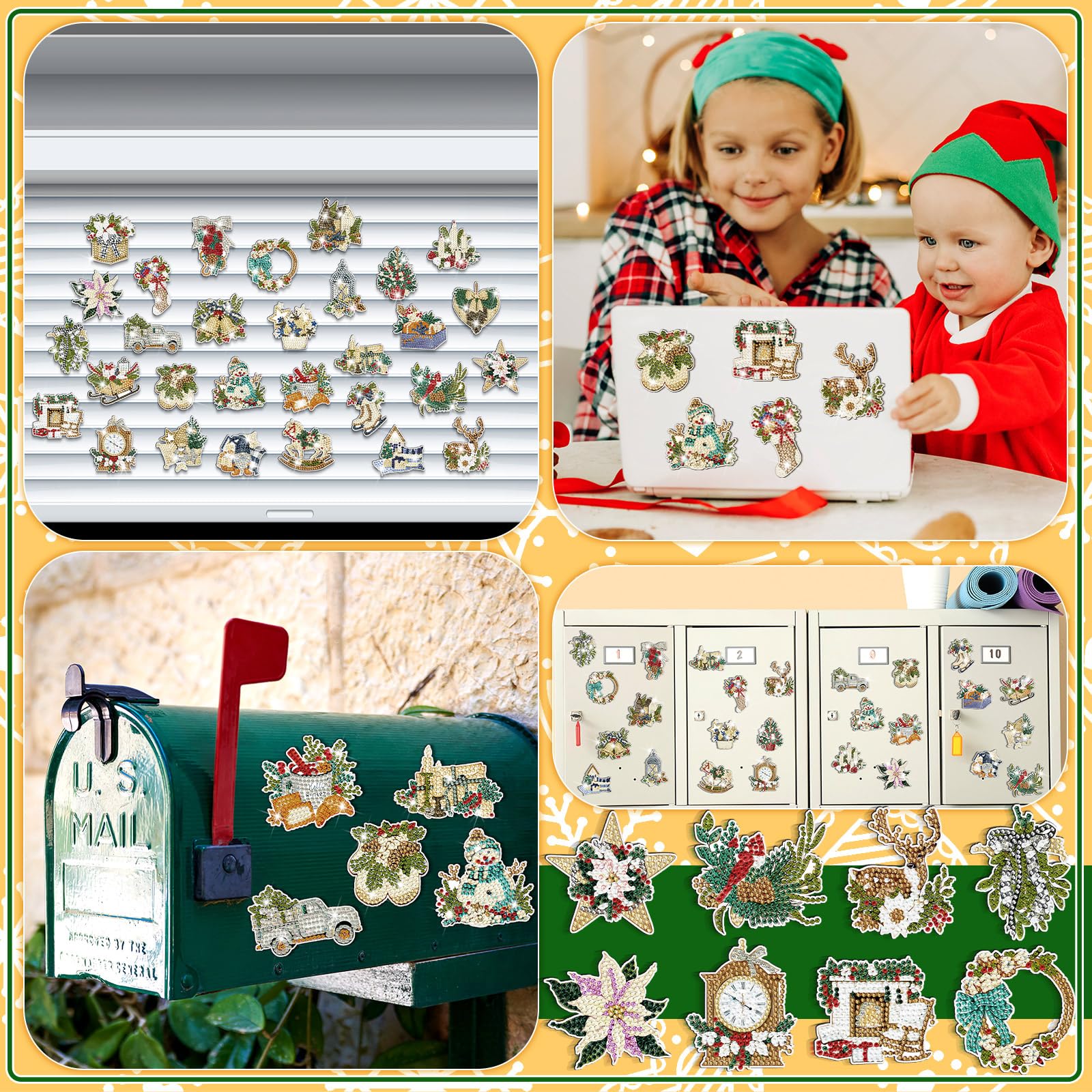 Imán Copkim de diamante diseños invierno, variedad lúdica para niños y adultos.