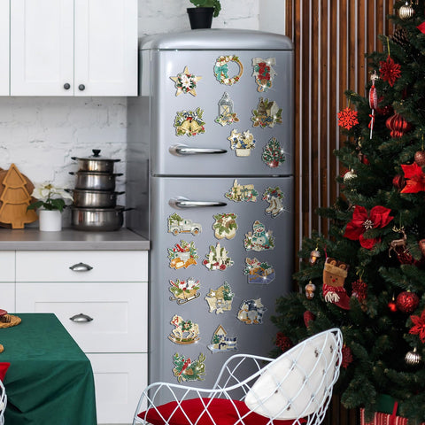 Imán Copkim de diamante trineo navidad, perfecto para decorar neveras y pizarras magnéticas.