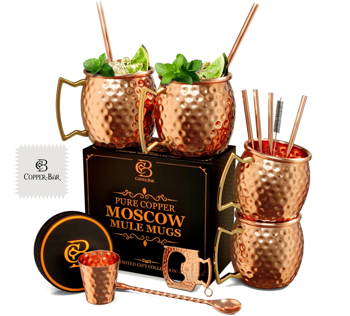 Copper-Bar copas Moscow Mule de cobre 16 oz para bebidas frías y sabor auténtico
