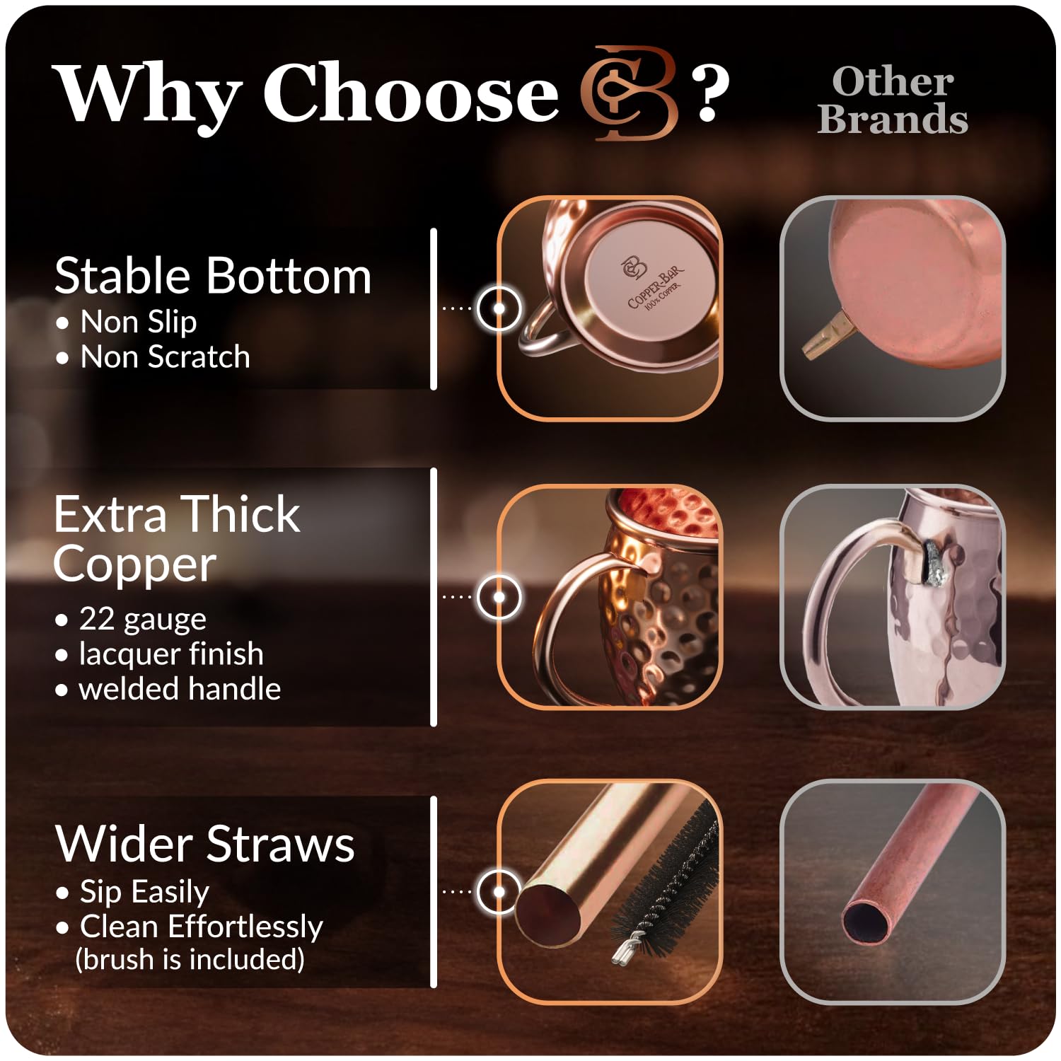 Juego de accesorios Copper-Bar para Mula de Moscú con 19 piezas