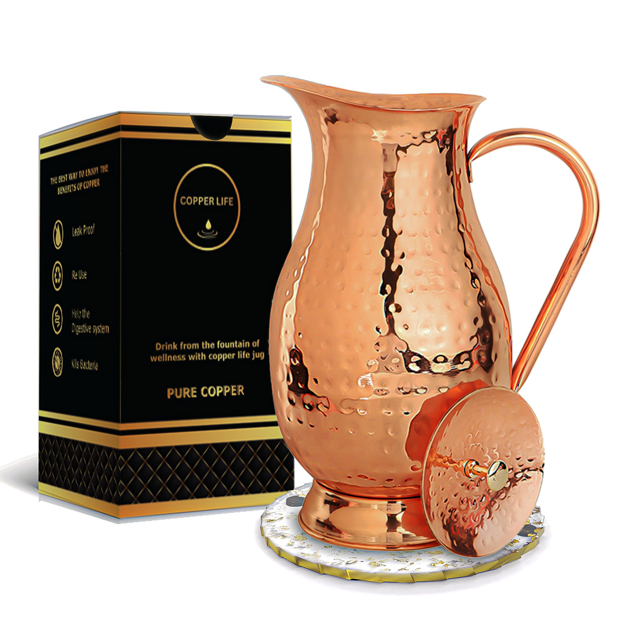 COPPER LIFE jarra cobre martillada ideal para agua fresca en casa.
