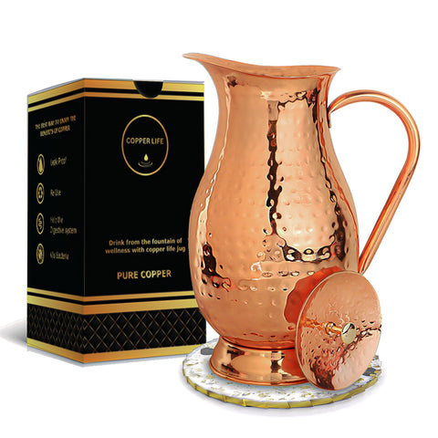 COPPER LIFE jarra cobre martillada ideal para agua fresca en casa.
